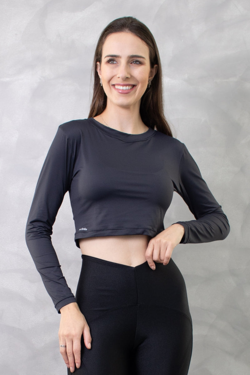 Cropped fitness manga longa